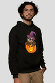 Halloween Baskılı Unisex Siyah Hoodie