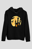 Halloween Baskılı Unisex Siyah Hoodie