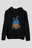 Halloween Baskılı Unisex Siyah Hoodie