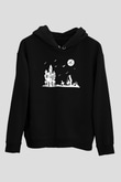 Halloween Baskılı Unisex Siyah Hoodie