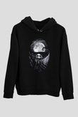 Halloween Baskılı Unisex Siyah Hoodie
