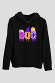 Halloween Baskılı Unisex Siyah Hoodie