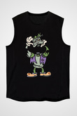 Halloween Baskılı Unisex Siyah Kolsuz Tişört - Tshirt
