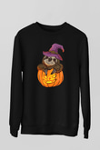 Halloween Baskılı Unisex Siyah Sweatshirt