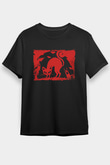 Halloween Baskılı Unisex Siyah Tişört - Tshirt