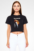 Halloween Siyah  Crop Top Tişört