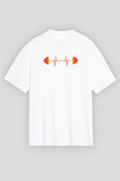 Halter Baskılı Unisex Beyaz Oversize Tişört - Tshirt