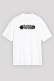 Halter Baskılı Unisex Beyaz Oversize Tişört - Tshirt