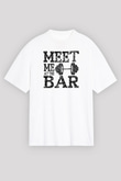 Halter Baskılı Unisex Beyaz Oversize Tişört - Tshirt