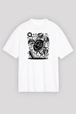 Halter Baskılı Unisex Beyaz Oversize Tişört - Tshirt