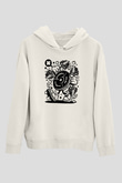 Halter Baskılı Unisex Ekru Hoodie