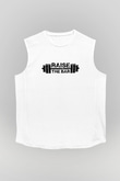 Halter Baskılı Unisex Kolsuz Beyaz Tişört
