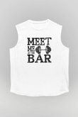 Halter Baskılı Unisex Kolsuz Beyaz Tişört