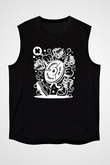 Halter Baskılı Unisex Siyah Kolsuz Tişört