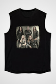 HammerFall Baskılı Unisex Siyah Kolsuz Tişört