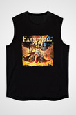HammerFall Baskılı Unisex Siyah Kolsuz Tişört