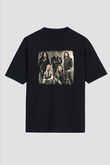 HammerFall Baskılı Unisex Siyah Oversize Tişört