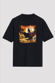 HammerFall Baskılı Unisex Siyah Oversize Tişört