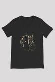 HammerFall Baskılı Unisex Siyah V Yaka Tişört