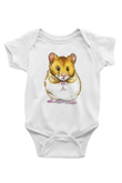 Hamster Baskılı Beyaz Unisex Bebek Body - Zıbın