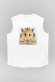 Hamster Beyaz Unisex Kolsuz Tişört