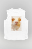 Hamster Beyaz Unisex Kolsuz Tişört