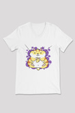 Hamster Beyaz Unisex V Yaka Tişört T-Shirt