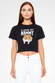 Hamster Siyah  Crop Top Tişört