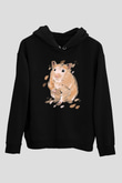 Hamster Siyah Unisex Hoodie