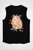 Hamster Siyah Unisex Kolsuz Tişört