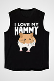 Hamster Siyah Unisex Kolsuz Tişört