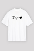 Handball Baskılı Unisex Beyaz Oversize Tişört - Tshirt