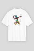 Handball Baskılı Unisex Beyaz Oversize Tişört - Tshirt