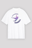 Handball Baskılı Unisex Beyaz Oversize Tişört - Tshirt