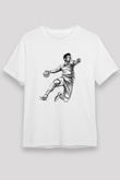 Handball Baskılı Unisex Beyaz Tişört - Tshirt