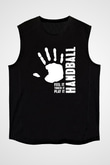 Handball Baskılı Unisex Siyah Kolsuz Tişört