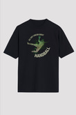 Handball Baskılı Unisex Siyah Oversize Tişört