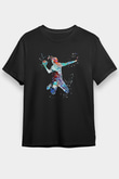 Handball Baskılı Unisex Siyah Tişört - Tshirt