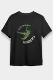 Handball Baskılı Unisex Siyah Tişört - Tshirt