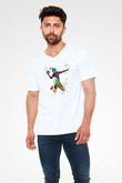 Handball Baskılı Unisex V Yaka Tişört - Tshirt