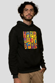 Happy Mondays Baskılı Unisex Siyah Kapüşonlu Sweatshirt