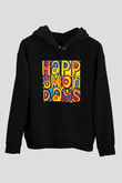 Happy Mondays Baskılı Unisex Siyah Kapüşonlu Sweatshirt