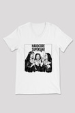 Hardcore Superstar Beyaz Unisex V Yaka Tişört T-Shirt