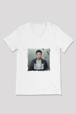 Hardwell Baskılı Beyaz V Yaka Unisex Tişört