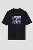 Hardwell Baskılı Unisex Oversize Siyah Tişört