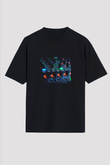 Hardwell Baskılı Unisex Oversize Siyah Tişört