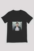 Hardwell Baskılı Unisex Siyah V Yaka Tişört