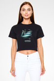 Hardwell Siyah Crop Top Tişört