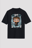 Harry Baskılı Unisex Siyah Oversize Tişört