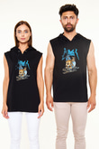 Havok Baskılı Unisex Siyah Kapüşonlu Kolsuz Tişört - Tshirt